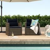 Beachcrest Home™ Snyder Patio Chair w/ Cushions Wicker/Rattan in Black/Gray | 30.3 H x 28 W x 27.5 D in | Wayfair F1BFC583B4A6438DA1DC427E4151CCE1