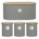 Typhoon Living Grey Tea Coffee Sugar Storage Canister and Bread Bin Set with Bamboo Lids
