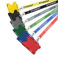 We Print Lanyards Green Student Lanyard ID Card Pass Badge Holder Neck Strap with Safety Breakaway & Trigger Clip. Includes Matching Open Faced Plastic ID Card Holder. (Pack of 50)