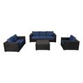 Red Barrel Studio® Woodham 4 Piece Sofa Set w/ Cushions in Black | 27.3 H x 65.3 W x 41 D in | Outdoor Furniture | Wayfair 608SM-SOFASET