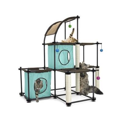 Kitty City Claw Mega Kit 46.75-in Faux Fleece Cat Tree & Condo, Green