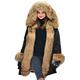 Aox Women Winter Faux Fur Hood Warm Thicken Coat Lady Casual Plus Size Parka Jacket Outdoor Overcoat (14, Brown Faux Fur)