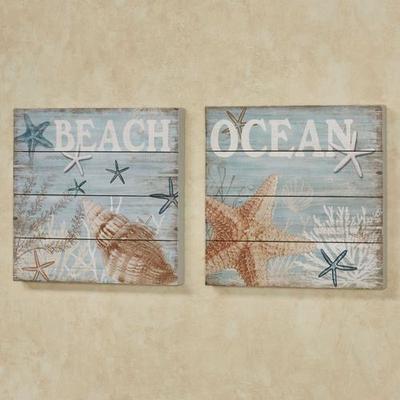 Under the Sea Coastal Wall Art Plaques Blue Set of...