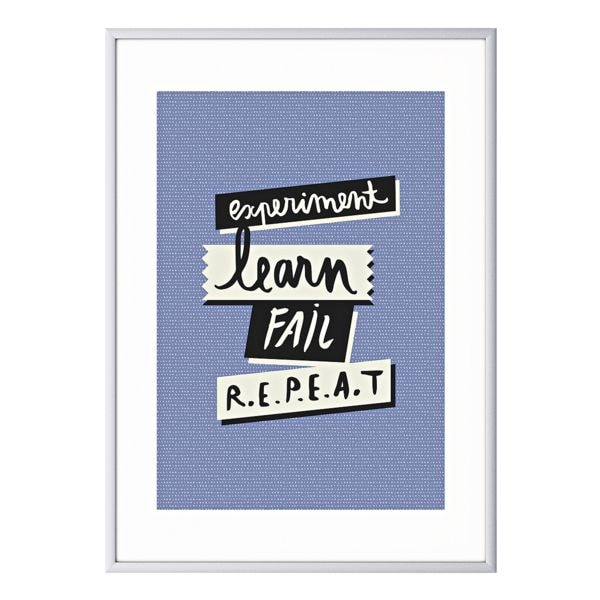 Paperflow Wandbild »Experiment, learn, fail, repeat« Rahmen silbern silber, 50.6x70.5x0.9 cm Image