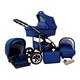 Lux4Kids Pushchair 3 in1 2in1 Isofix Complete Set with car seat Q-Bus 12 Colours Blue 3in1 with Baby seat