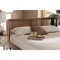 Baxton Studio Rina Mid-Century Modern Ash Wanut Finished Wood & Synthetic Rattan Queen Size Wrap-Around Headboard - MG97151-Ash Walnut Rattan-Queen-Headboard