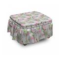 East Urban Home Blossoms Garden Growth Ottoman Slipcover Polyester in Gray/Pink | 16 H x 38 W x 0.1 D in | Wayfair 941EF28202C1452DAD8B2575FB61F83A