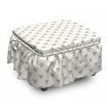 East Urban Home Diamonds Polka Dots Crystals 2 Piece Box Cushion Ottoman Slipcover Set Polyester in Gray/Pink | 16 H x 38 W x 0.1 D in | Wayfair