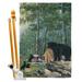 Breeze Decor Bears Campsite 2-Sided Polyester 40 x 28 in. Flag Set in Green | 40 H x 28 W x 1 D in | Wayfair BD-WL-HS-110044-IP-BO-D-US12-SB