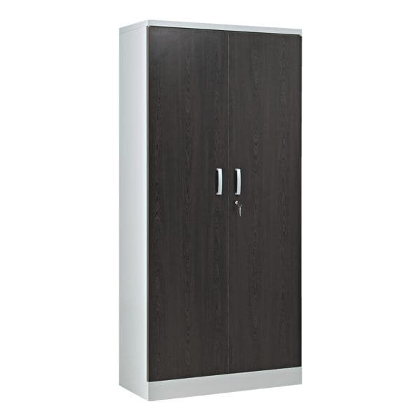 Gürkan Stahlschrank mit Flügeltüren in Holzoptik 92 x 195 cm Korpus grau grau, 92x195x42 cm