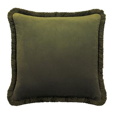 Fringed Signature Velvet Pillow - Oasis 12