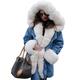 Roiii Women Ladies Fleece Lining Denim Coat Hooded Parka Winter Top Jacket Outwear 8-20 (14, White Blue)