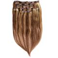 hair2heart Premium Clip in Extensions Echthaar glatt - 7 tlg. 100g Set 40cm Braun Blond Gesträhnt