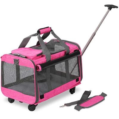 Kopeks Pink Pet Carrier with Detachable Wheels, 20" L X 13" W X 11.5" H