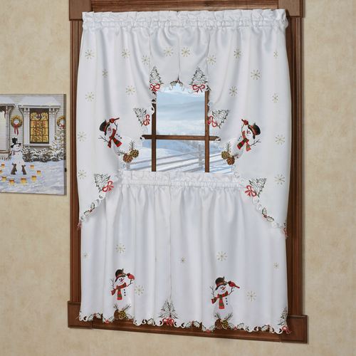 Wintertime Friends Tier and Swag Valance Set White, 58 x 24, White