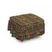 East Urban Home African Indigenous Art 2 Piece Box Cushion Ottoman Slipcover Set Polyester in Black/Red | 16 H x 38 W x 0.1 D in | Wayfair