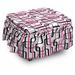 East Urban Home Geometric Wavy Lines Funky 2 Piece Box Cushion Ottoman Slipcover Set Polyester in Gray/Pink | 16 H x 38 W x 0.1 D in | Wayfair