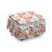 East Urban Home Floral Retro Warm Fall 2 Piece Box Cushion Ottoman Slipcover Set Polyester in Gray/Pink/Red | 16 H x 38 W x 0.1 D in | Wayfair
