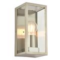 National Lighting Outdoor Wall Light - Brushed Stainless Steel Boxed Lantern with Glass Panels - IP44 Rated Outside Light - Compatible with 28W 240V E27 Eco GLS or LED E27 (Not Included)