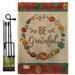 Breeze Decor Be Grateful Fall Thanksgiving Impressions 2-Sided Polyester 19 x 13 in. Flag Set in Brown | 18.5 H x 13 W x 1 D in | Wayfair