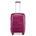 Kono Hard Shell 55cm Cabin Hand Luggage in TSA Lock 4 Wheeled Spinner Lightweight Polypropylene Suitcase with YKK Zipper (S (55cm - 38L), Purple)