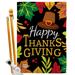 Breeze Decor Bo Happy Thanksgiving Leaves 2-Sided Polyester 40 x 28 in. Flag Set in Black/Orange | 40 H x 28 W x 1 D in | Wayfair