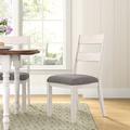 Rockdale Ladder Back Side Chair in Antique White/Gray Wood/Upholstered/Fabric in Brown/Gray/White Laurel Foundry Modern Farmhouse® | Wayfair