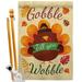 Breeze Decor Bo Gobble Till You Wabble 2-Sided Polyester 40 x 28 in. Flag set in Brown/Orange | 40 H x 28 W x 1 D in | Wayfair