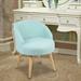 Wrought Studio™ Berrand Solid Wood Vanity Stool Side Accent Chair Polyester/Wood/Upholstered in Green/Blue/Brown | 27.6 H x 21 W x 18 D in | Wayfair