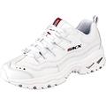 Skechers Damen Energy Timeless Vision Sneakers, White Leather/Red & Navy Trim, 37.5 EU