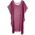 Seafolly Women's Cotton Gauze Midi Cover Up Caftan Swimwear, Boysenberry, One Size