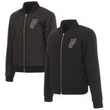 San Antonio Spurs JH Design Women's Reversible Jacket with Fleece and Nylon Sides - Black