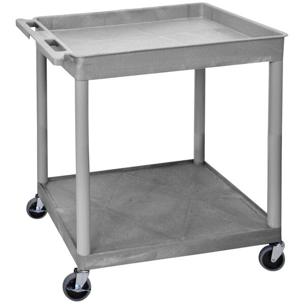 Luxor TC12-G Large Gray 1 Tub and 1 Flat Shelf Utility Cart - 32" x 24" x 35 3/4"