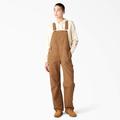 Dickies Women's Relaxed Fit Bib Overalls - Rinsed Brown Duck Size XL (FB206)