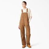 Dickies Women's Relaxed Fit Bib Overalls - Rinsed Brown Duck Size XL (FB206)