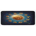 Blue 0.1 x 19 x 47 in Kitchen Mat - East Urban Home Signs Surrounds A Moon Sun In Space w/ Stardust Nebula Orange & Dark Kitchen Mat, | Wayfair