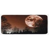 Brown 0.1" x 47" L X 19" W Kitchen Mat - East Urban Home Abstract Color Scheme w/ Forest Detailed Full Moon Nature Image Scenic Landscape Redwood Black Kitchen Mat 0.1 x 19.0 W in/orange/redSynthetics | Wayfair