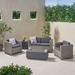 Latitude Run® Fordie 5 Piece Rattan Sofa Seating Group w/ Cushions Synthetic Wicker/All - Weather Wicker/Wicker/Rattan in Gray/Black | Outdoor Furniture | Wayfair