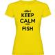 K KRUSKIS - T Shirt Angeln Keep Calm and Fish Zurzarm Frau - 2XL, Gelb