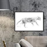 Wild Cat Blanc by Oliver Gal - Shadowbox Graphic Art Paper in Gray | 31 H x 46 W x 2 D in | Wayfair 31806_45x30_PAPER_SBB