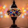 Turkish Moroccan Style Mosaic Multicoloured Desk Table Lamp, Bronze Base, Unique Light Large Globe (Rug)