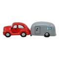 Wildon Home® Najam Kissing Car & Camper Trailer Magnetic Salt & Pepper Shaker Set Glass/Ceramic in Red | 2 H x 4 W x 2.25 D in | Wayfair