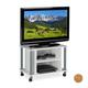 Relaxdays TV Tisch mit Rollen, 2 Fächer, Fernseher Ablage, Fahrbarer Fernsehtisch, HxBxT: 45 x 60 x 40 cm, weiß-Silber