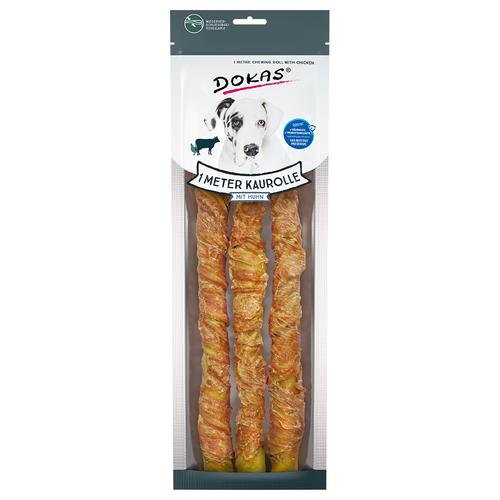 6x315g 1 Meter Kaurolle Huhn Dokas Hundesnack