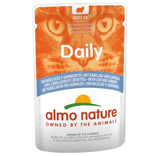 Sparpaket: 24x70g Almo Nature Daily Menu Kabeljau und Garnelen Katzenfutter nass