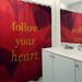 East Urban Home Faux Gemstone Follow Your Heart Quote Shower Curtain Set Polyester in Red | 74 H x 71 W in | Wayfair