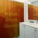 East Urban Home Faux Gemstone Explore Dream Discover Quote Single Shower Curtain Polyester in Red/Brown | 74 H x 71 W in | Wayfair