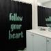 East Urban Home Follow Your Heart Quote Chalkboard Style Single Shower Curtain Polyester in Black | 74 H x 71 W in | Wayfair