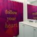 East Urban Home Faux Gemstone Follow Your Heart Quote Single Shower Curtain Polyester in Pink/Indigo | 74 H x 71 W in | Wayfair