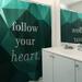 East Urban Home Faux Gemstone Follow Your Heart Quote Single Shower Curtain Polyester in Green | 74 H x 71 W in | Wayfair